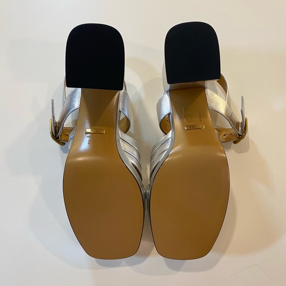 Gucci Silver Platform Block Heel Sandals - Picture 10 of 12